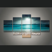 HD PRINTED LANDSCAPE WITH BEACH PORTRAIT 5 PIECE CANVAS - Surf Sun Sea
